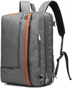 CoolBELL Convertible Backpack Messenger Bag Shoulder Bag Laptop Case Handbag Business Briefcase Multi-Functional Travel Rucksack Fits 17.3 Inch Laptop for Men/Women (Grey)